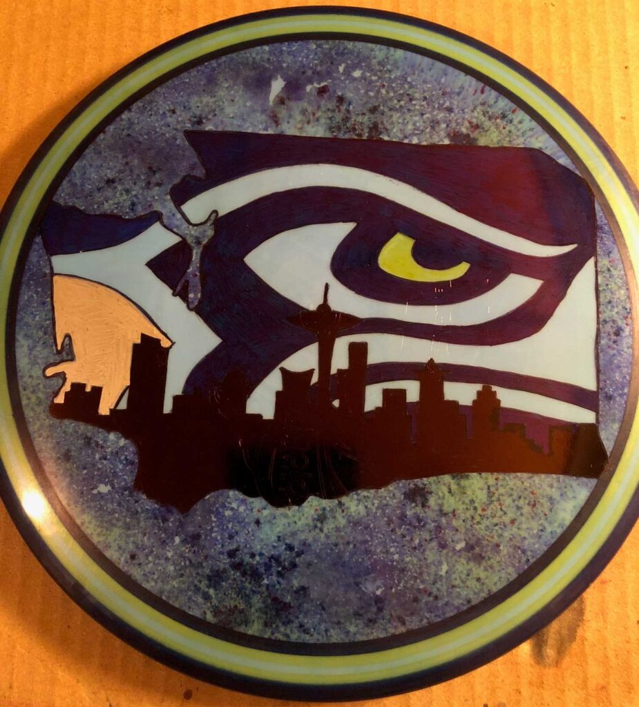 Seattle Seahawks logo skyline mashup